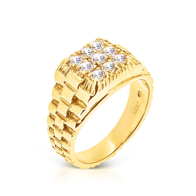 Solid gold rolex style ring Nout with diamond|-30%